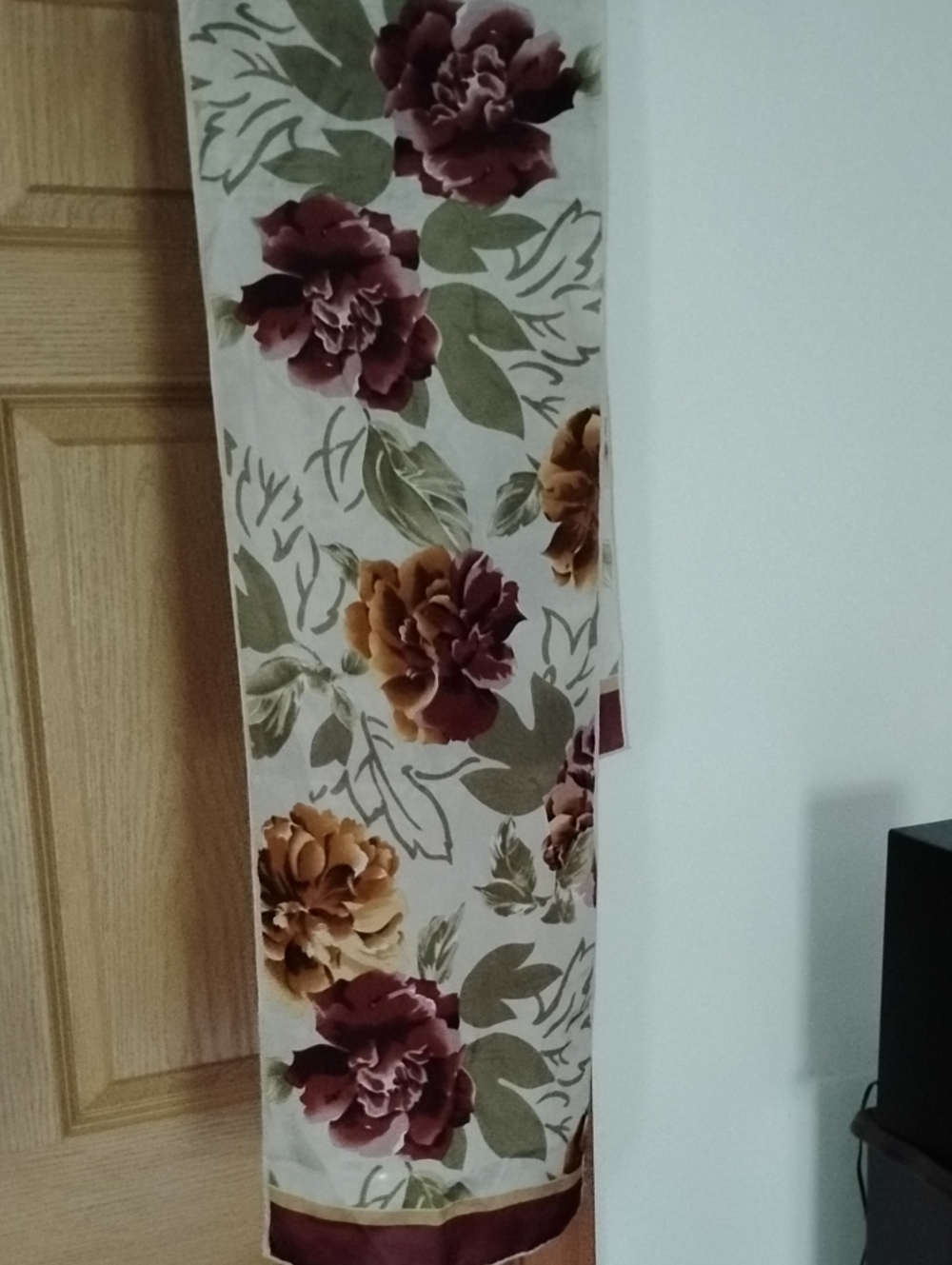 Silk Floral Elongated Scarf Burgundy,Gold By Baar & Beards - Picture 5 of 9